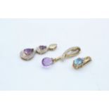 3 x 9ct gold gemstone & diamond pendants inc. amethyst (4.8g)