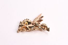 9ct yellow gold dragon brooch