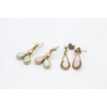 2 x 9ct gold opal earrings inc. drops, ornate (2.9g)