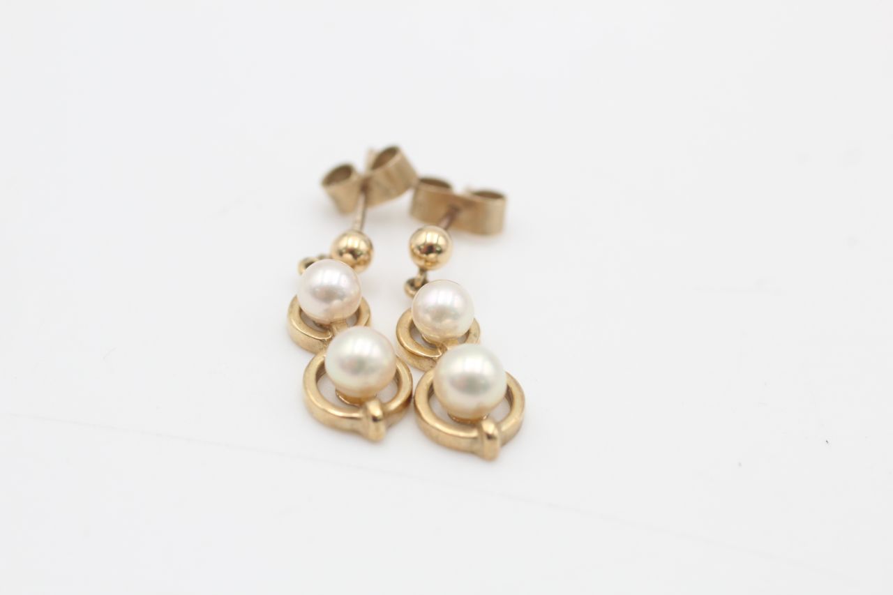 3 x 9ct gold vintage pearl pendant & paired drop earrings (6.8g) - Image 4 of 4