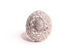 Diamond Bombe Ring, stamped paula, 18ct white gold, size P.