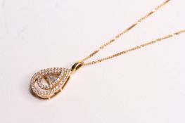 18ct yellow gold fancy pear diamond necklace