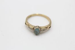 9ct gold vintage topaz & diamond seven stone dress ring (2.4g)