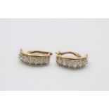 10ct gold vintage clear gemstone half hoop clip-on earrings (4.3g)