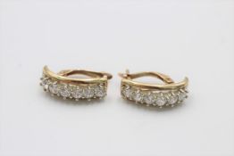 10ct gold vintage clear gemstone half hoop clip-on earrings (4.3g)