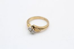 9ct gold vintage diamond two stone twist setting ring (3.2g)