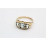 9ct gold vintage topaz & diamond seven stone gypsy setting ring (2g) size M.