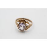 9ct gold vintage amethyst solitaire dress ring (2g)