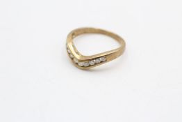9ct gold diamond nine stone channel setting wishbone ring (2g)