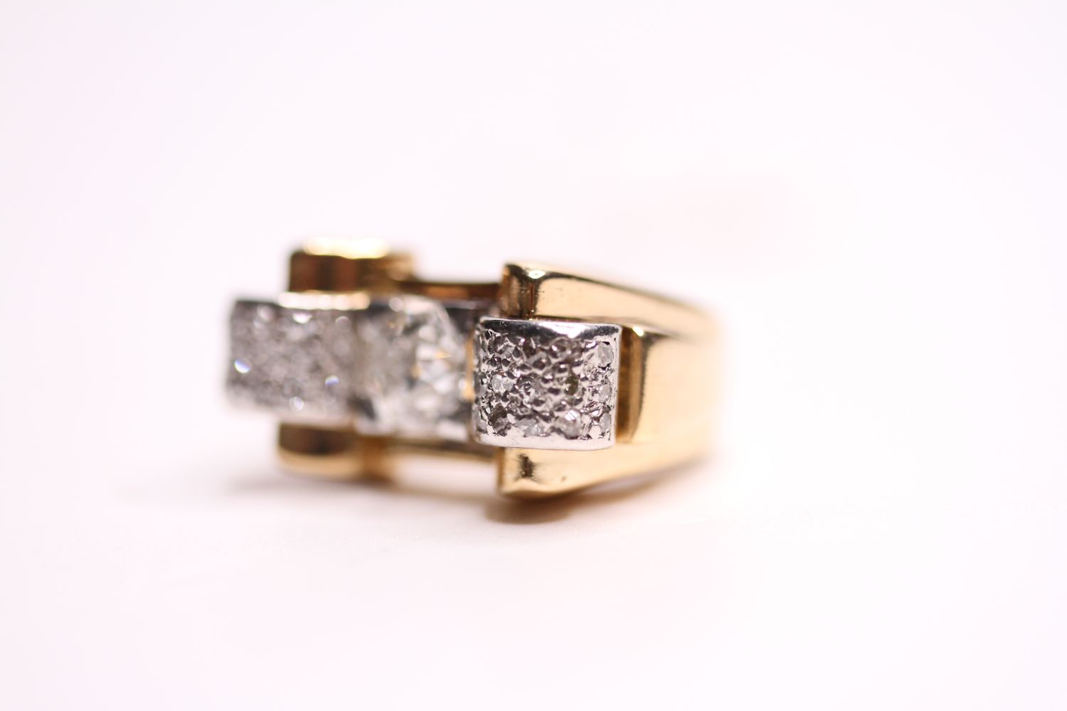French Diamond Scroll Top Ring, size K. - Image 2 of 4