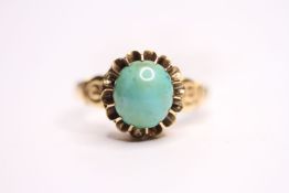 Turquoise Ring, size R, 15ct gold.