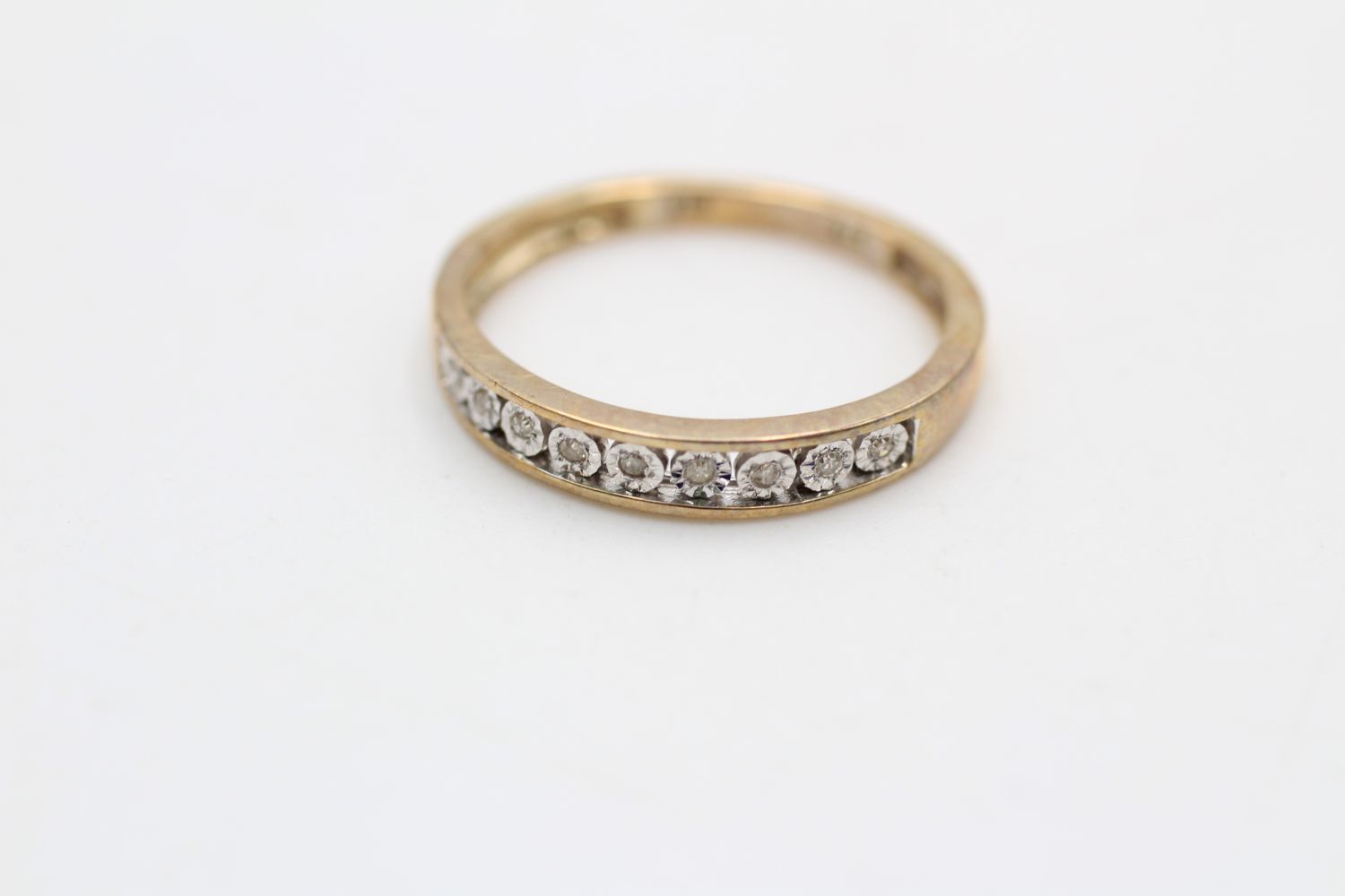 9ct gold vintage diamond nine stone channel setting ring (1.4g) - Image 2 of 4