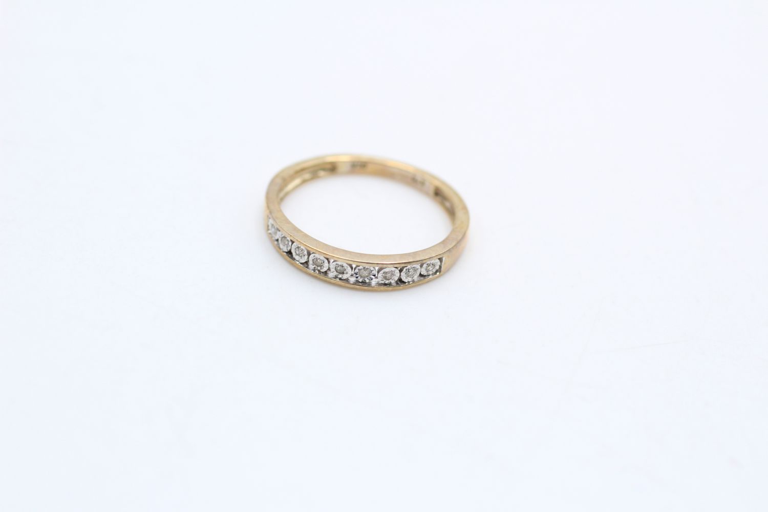 9ct gold vintage diamond nine stone channel setting ring (1.4g)