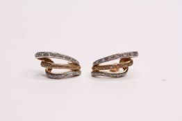 9ct gold vintage diamond drop earrings (2.9g), please note 1 butterfly back is loose