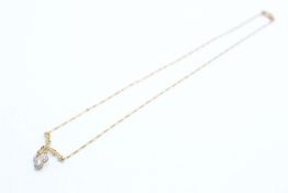 9ct gold vintage diamond fruit pendant necklace (3.2g)