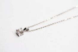 18ct white gold diamond solitaire pendant on an 18ct white gold chain. RBC diamond 0.70ct