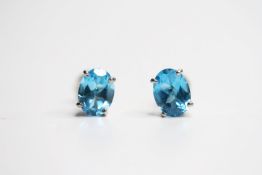 Pair of blue topaz silver studs
