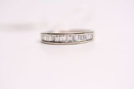 Baguette Cut Half Eternity Diamond Ring, size Q1/2.