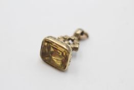 9ct gold vintage citrine fob seal pendant (4.3g)