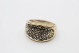 9ct gold vintage black diamond pave setting ring (3.5g)