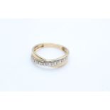 9ct gold diamond nine stone crossover ring (2g)