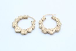 9ct gold vintage hearts knot hoop earrings (1.7g)