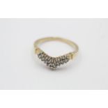 9ct gold diamond pave setting wishbone ring (2.1g)