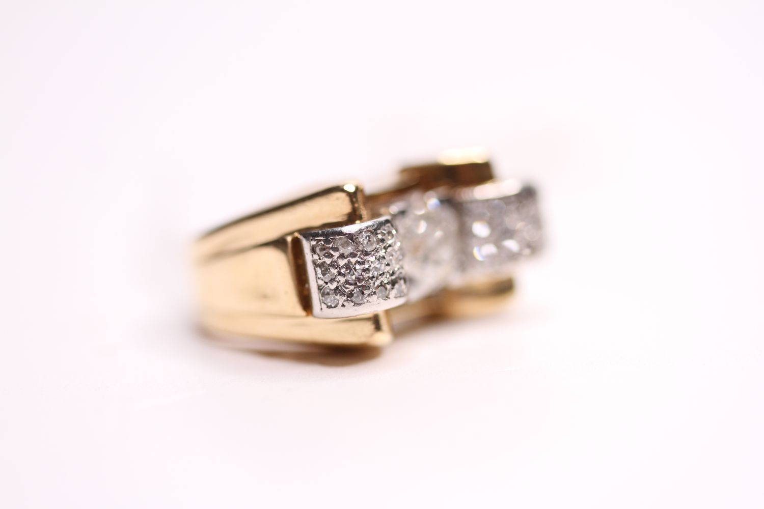 French Diamond Scroll Top Ring, size K. - Image 3 of 4