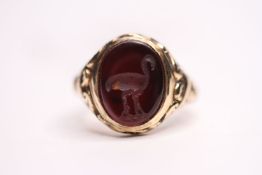 Flamingo Signet Ring, size M, 15ct gold.