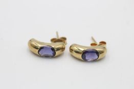 9ct gold vintage iolite half-hoop dress earrings (2.6g)