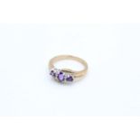 9ct gold amethyst & diamond nine stone twist setting dress ring (2.9g)