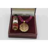 9ct gold vintage perfume diffuser locket necklace (7.6g)