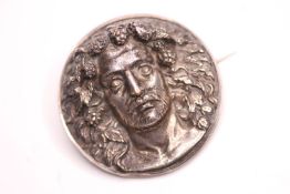 Silver Bacchus Brooch, approximately 51mm, please note the pin is loose.