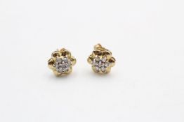 9ct gold diamond cluster stud earrings (1.8g)