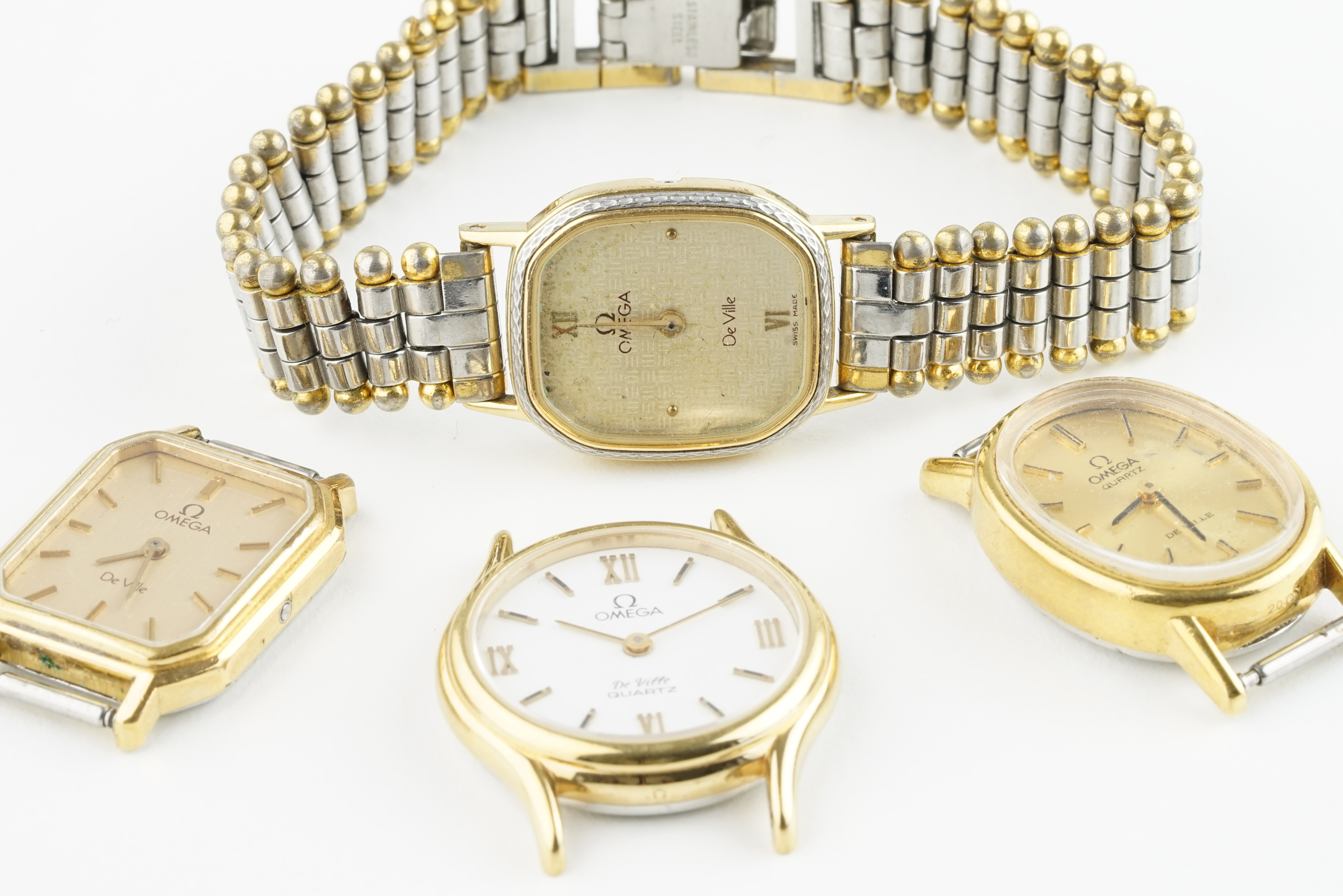GROUP OF 4 LADIES OMEGA WRISTWATCHES, all four not working, need work.*** Please view images