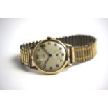 VINTAGE 9CT TUDOR MANUAL WIND WRIST WATCH, circular cream dial with arabic numeral hour markers,