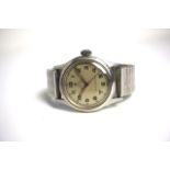 VINTAGE TUDOR OYSTER WRIST WATCH, circular cream dial with arabic numeral hour markers, red