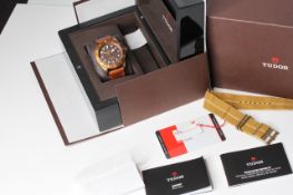 TUDOR BLACK BAY BRONZE REFERENCE 79250BM 2018 FULL SET, circular chocolate brown dial, bronze