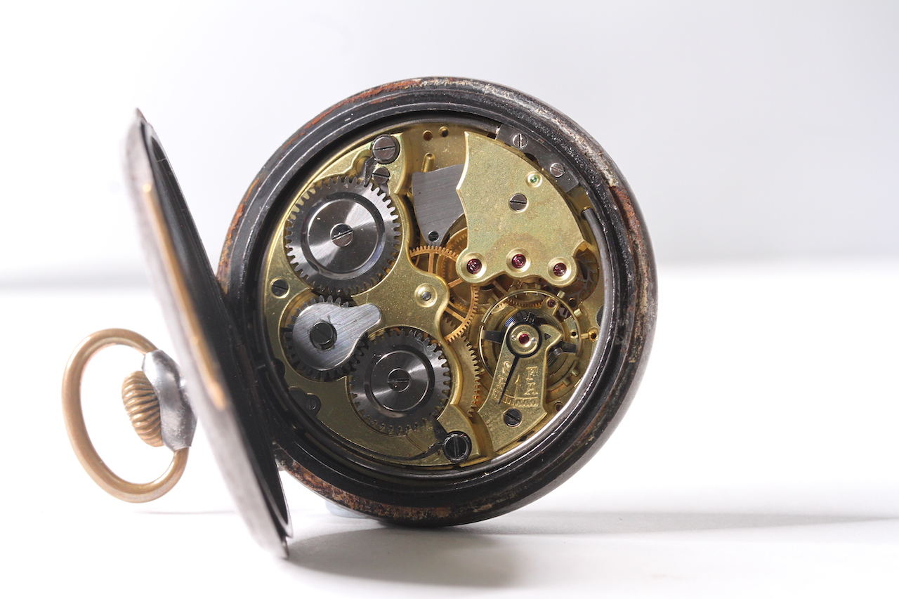 RARE VINTAGE ZENITH ALARM POCKET WATCH, circular black dial with arabic numeral hour markers, - Image 3 of 3