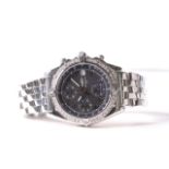 BREITLING CHRONOMAT DIAMOND BEZEL WITH BREITLING CASE REFERENCE A13050.1, circular black dial with