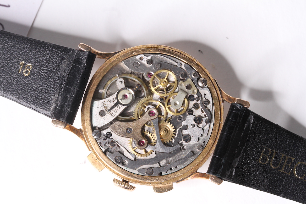 VINTAGE GOLD CONTINENTAL CHRONOGRAPH WITH TROPIC DIAL, circular dial with Arabic numerals, twin - Image 5 of 5