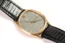 VINTAGE 9CT OMEGA DRESS WATCH REFERENCE 192.0065, grey textured dial, baton hour markers, date