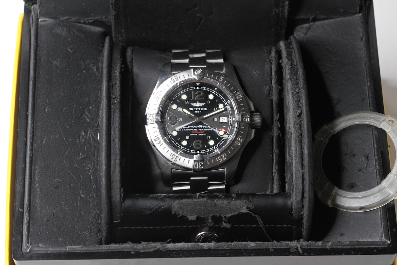 BREITLING SCUPEROCEAN STEELFISH REFERENCE A17390 BOX AND PAPERS 2008, circular black dial with - Image 2 of 5