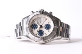 BREITLING CHRONOMETRE SUPEROCEAN REFERENCE A13340, cream dial with three blue subsidiary dials,