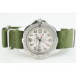 GENTLEMENS BREITLING COLT GMT CHRONOMETER WRISTWATCH W/ BOX & PAPERS, circular silver dial with hour