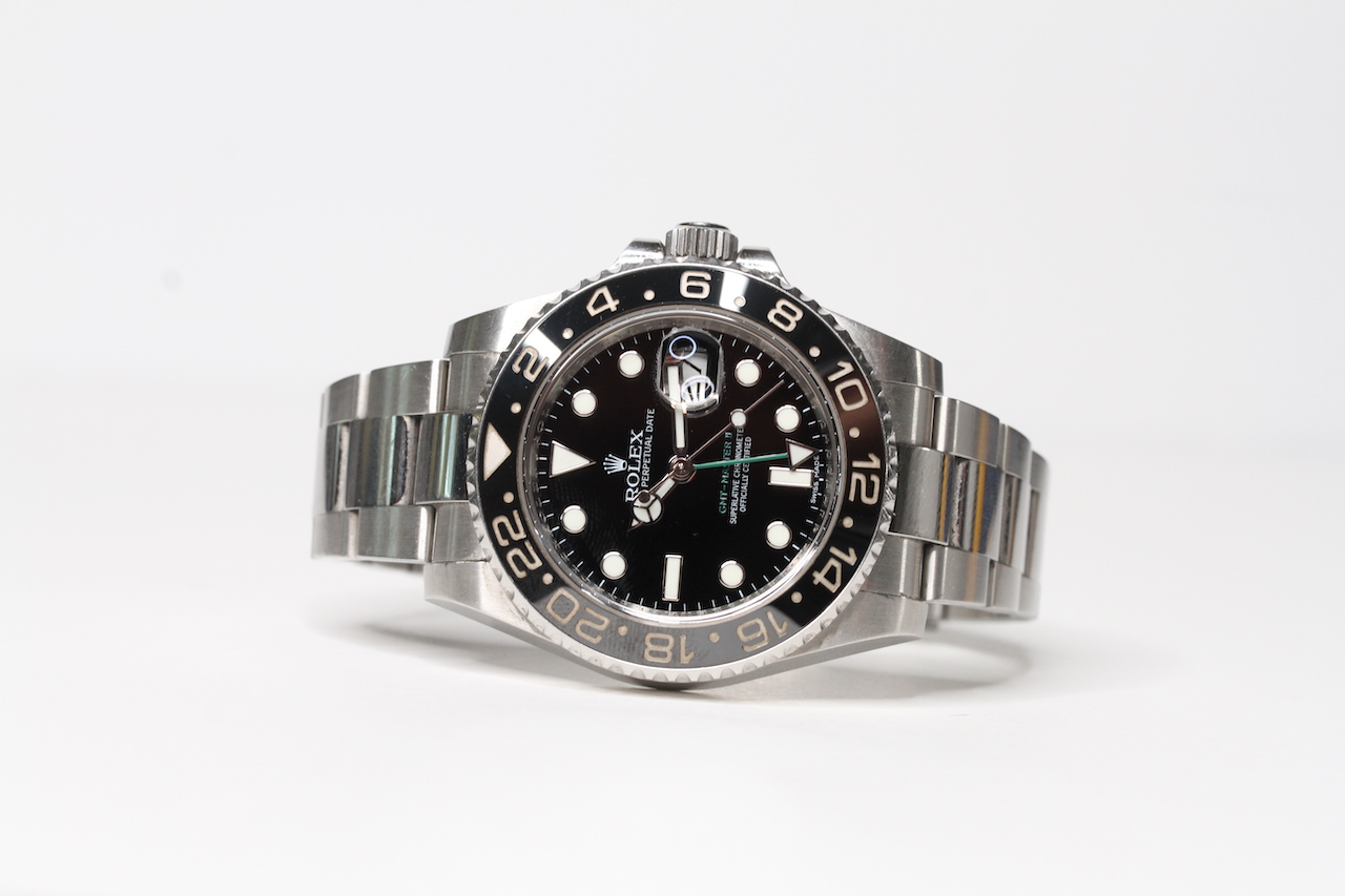 ROLEX GMT MASTER II 116710LN WITH EBAY AUTHENTICITY CARD, circular gloss black dial with applied - Image 2 of 5