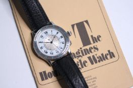 LONGINES LINDBERGH HOUR ANGLE WITH BOOKLET, circular white laquered dial with an inner rotating