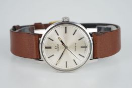 GENTLEMENS OMEGA GENEVE WRISTWATCH REF. 135.070, circular silver dial with hour markers and pencil