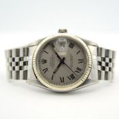 GENTLEMAN'S VINTAGE RARE ROLEX DATEJUST SILVER "BUCKLEY" DIAL FLUTED BEZEL, REF. 16014, CIRCA. 1978,