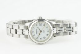 LADIES TISSOT PR50 WRISTWATCH, circular white dial with roman numeral hour markers and hands, 25mm